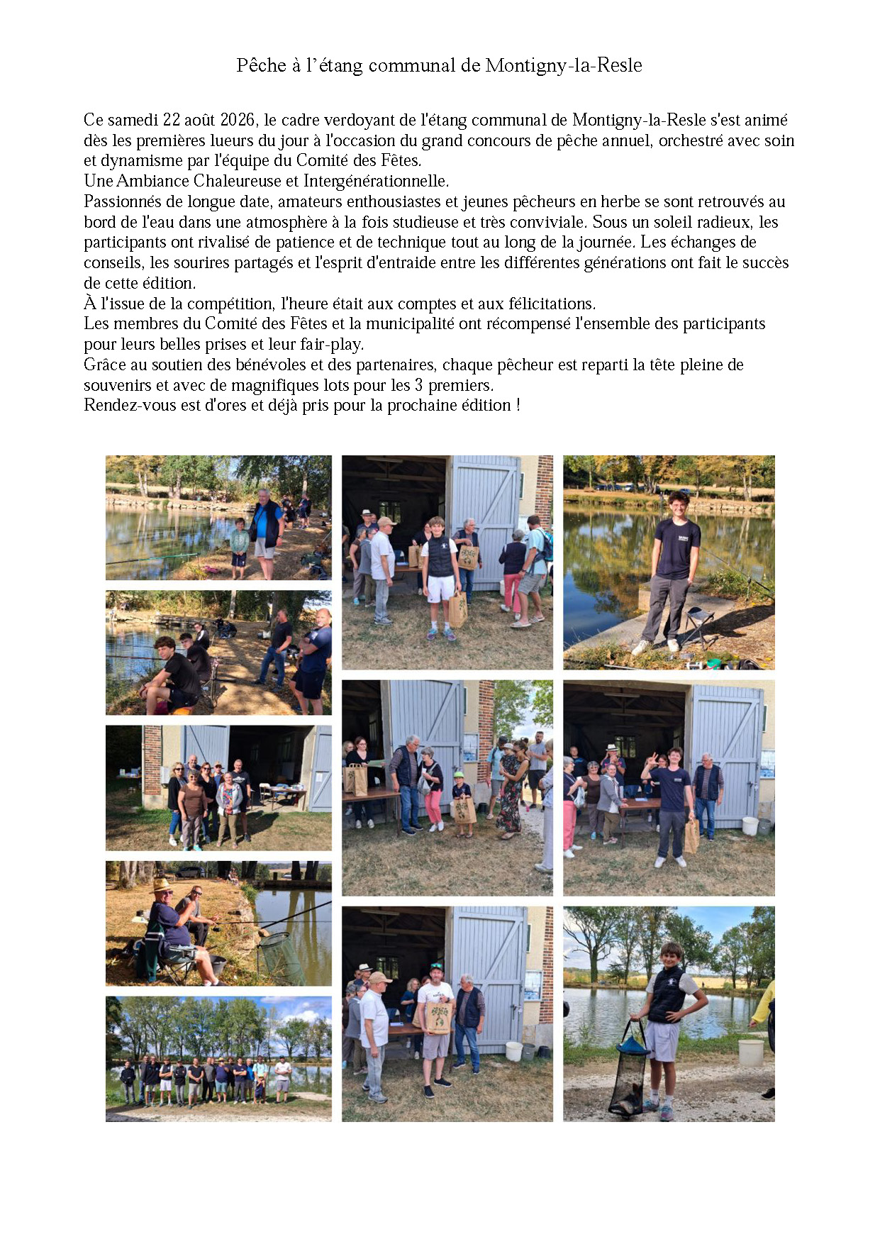 Pêche à l'étang communal de Montigny la Resle